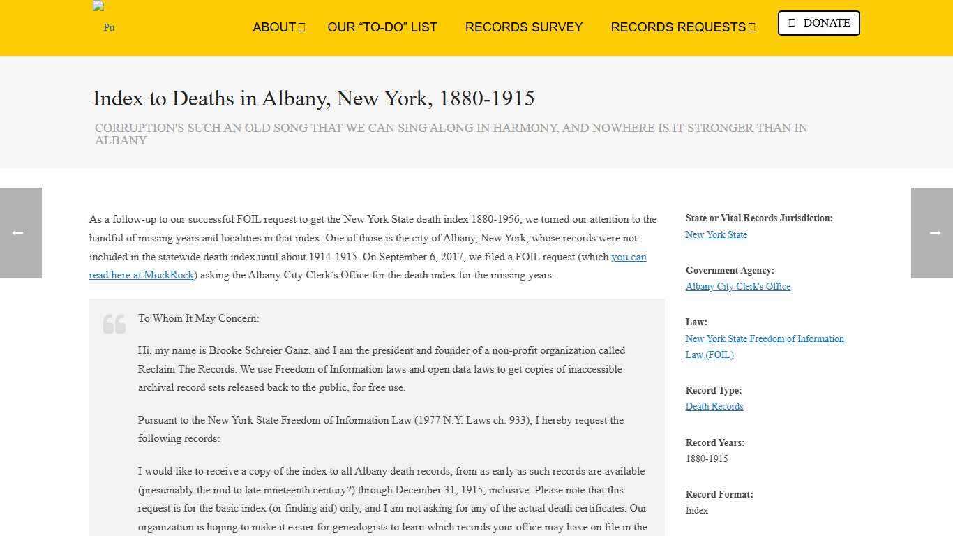 Index to Deaths in Albany, New York, 1880-1915 - Reclaim The Records