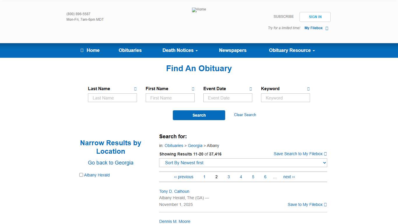 Albany, GA Obituaries Archives Online | Obits Archive 2009 – 2026