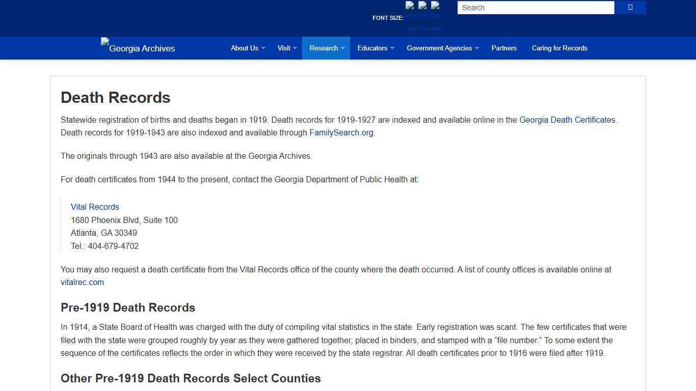 Death Records | Georgia Archives